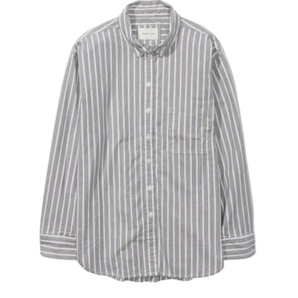 EUC Women's AMERICAN EAGLE The Perfect Button-Up Striped Shirt | Size XL - Picture 1 of 9